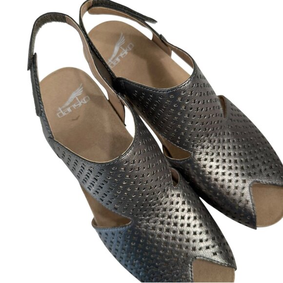 Dansko Teagan Womens Open-Toe Metallic Slingback Block Heel Sandals - Size 39 - Picture 9 of 11